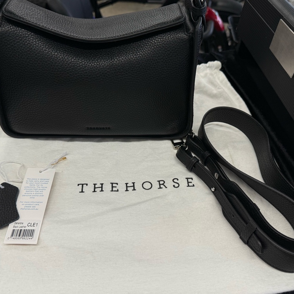 The Horse Clementine  Black Leather Shoulder Bag